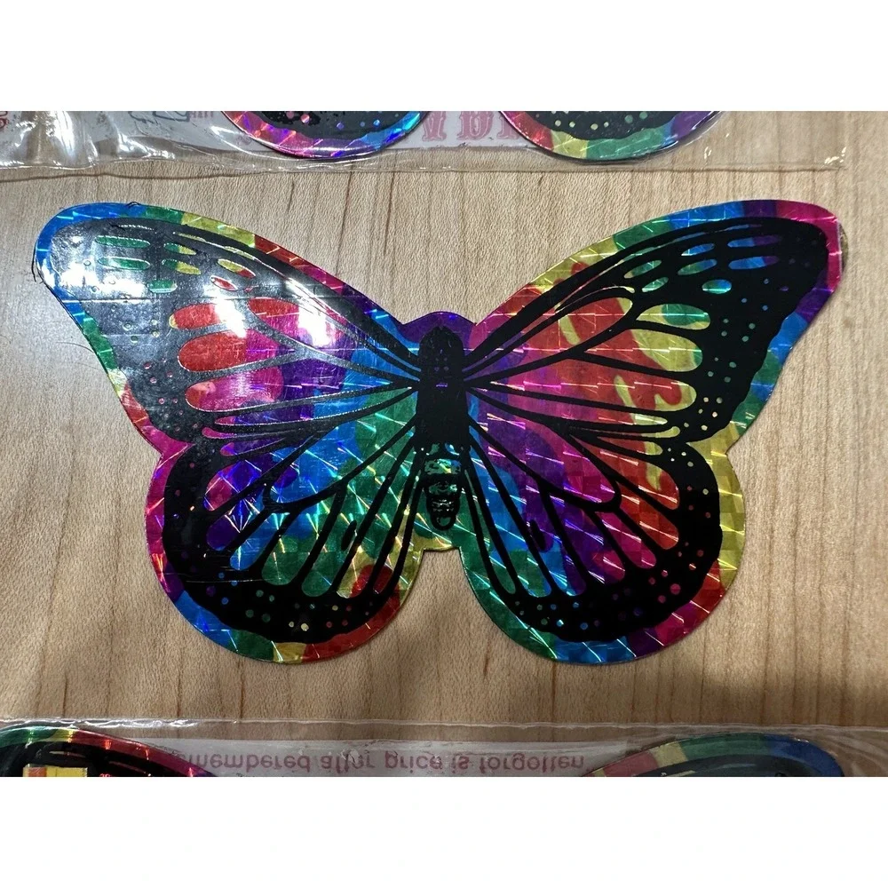 Vintage Lot Of 4 Butterfly prismatic Holo Magnet Multicolored Nos XL